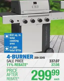 Menards Char Broil Performance Series 4-Burner Gas Grill with Side Burner offer