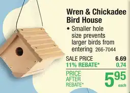 Menards Audubon Cedar Wren & Chickadee Bird House offer