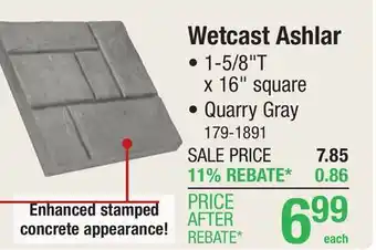 Menards 16 x 16 Quarry Gray Wetcast Ashlar Patio Block offer