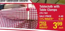 Menards Stansport 54 x 72 Picnic Tablecloth with Clamps offer