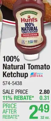 Menards Hunt's 100% Natural Tomato Ketchup - 32 oz offer