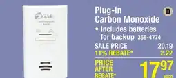 Menards Kidde Tamper-Resistant Plug-in Carbon Monoxide Alarm offer