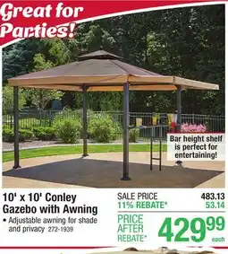 Menards Backyard Creations 10' x 10' Conley Gazebo with Awning offer