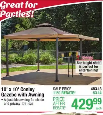 Menards Backyard Creations 10' x 10' Conley Gazebo with Awning offer