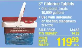 Menards Utikem Giant 3 Pool Chlorine Tablets - 25 lbs offer