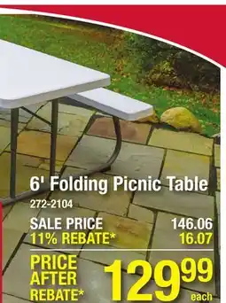 Menards Backyard Creations 6' Folding Picnic Patio Table offer
