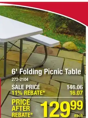Menards Backyard Creations 6' Folding Picnic Patio Table offer