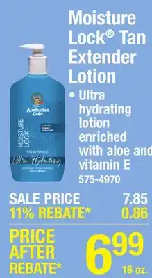 Menards Australian Gold Moisture Lock Tan Extender Lotion - 16 oz offer