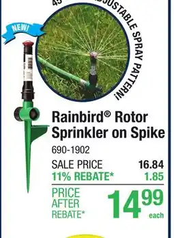 Menards Rain Bird 1,350 sq. ft. High-Efficiency Rotary Nozzle Lawn Sprinkler on Metal Spike offer