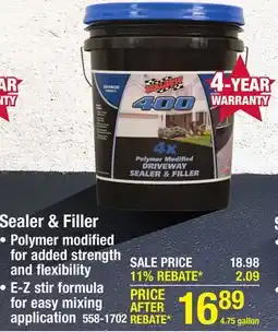 Menards SealBest 400 Heavy-Duty Blacktop Driveway Sealer & Filler - 4.75 gal offer