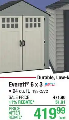 Menards Suncast Everett 6 x 3 Outdoor Resin Storage Shed offer