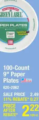 Menards Green Label 9 Paper Plates - 100 Count offer