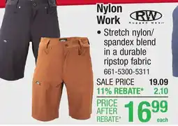 Menards RW Rugged Wear 32 Men's Smokin' Rip Stop Shorts offer