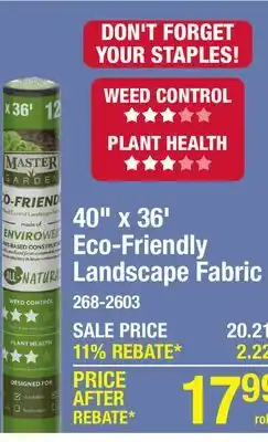 Menards Master Garden 40 x 36' Eco-Friendly EnviroWeb Landscape Fabric offer