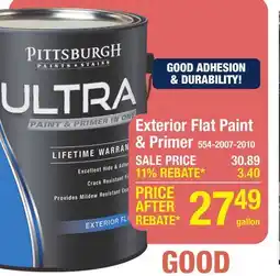 Menards Pittsburgh Paints & Stains Ultra Exterior Flat Abbey White Paint & Primer - 1 gal offer