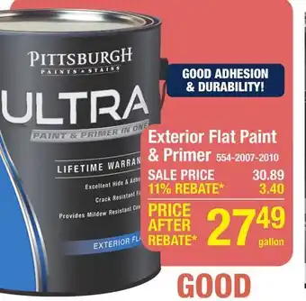 Menards Pittsburgh Paints & Stains Ultra Exterior Flat Abbey White Paint & Primer - 1 gal offer