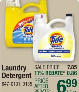 Menards Tide Simply Free & Sensitive Liquid Laundry Detergent - 117 oz offer