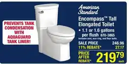 Menards American Standard Encompass 2-Piece White Tall Elongated Toilet offer