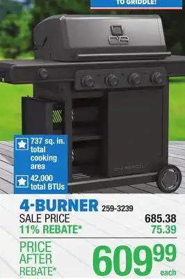 Menards Char-Broil Pro Series 4-Burner with Side Burner offer