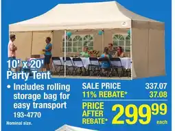 Menards ShelterLogic 10 x 20 Khaki Fabric Party Tent offer