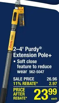 Menards Purdy Pole+ 2' - 4' Paint Roller Frame Extension Pole offer
