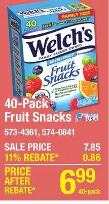 Menards Welch's Mixed Fruit Fruit Snacks - 40 Count offer
