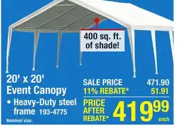 Menards ShelterLogic 20' x 20' Event Tent 8-Leg White Fabric Canopy offer