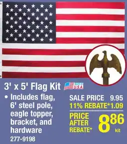 Menards Olympus 3' x 5' American Flag with 6' Steel Flagpole Kit offer