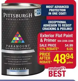 Menards Pittsburgh Paints & Stains Paramount Exterior Flat Paint & Primer White/Pastel - 1 gal offer