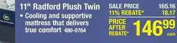 Menards Serta Radford 11 Twin Plush Tight Top Mattress (Good) offer