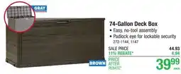 Menards 74 Gallon Brown Polypropylene Deck Box offer