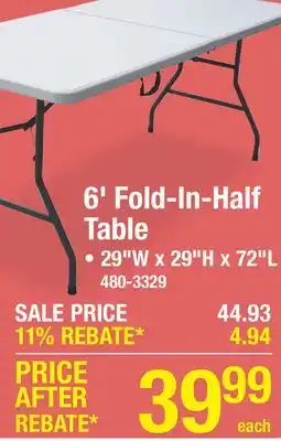Menards Peakform 6' Fold-in-Half Banquet Table offer