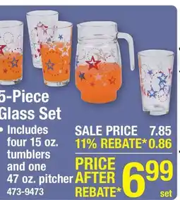 Menards 5-Piece Pitcher and Glassware Set offer