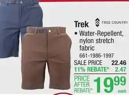 Menards Free Country 32 Men's Steel Trek Cargo Shorts offer