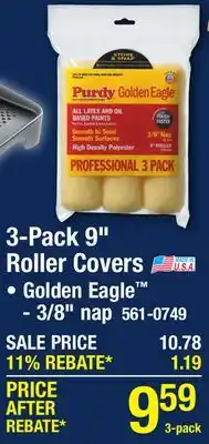Menards Purdy Golden Eagle 9 x 3/8 High-Density Polyester Paint Roller Covers - 3 Pack offer