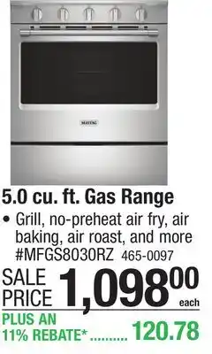 Menards Maytag 30 5.0 cu.ft. Fingerprint Resistant Stainless Steel Gas Range with Convection and Grill Mode offer