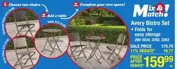 Menards Backyard Creations Avery Combo Bistro Set offer