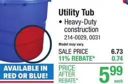 Menards THE BIG TUB! Red Utility Tub offer