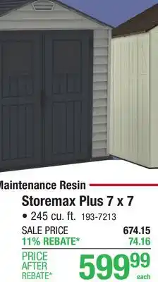 Menards DuraMax Storemax Plus 7 x 7 Outdoor Vinyl Storage Shed with Molded Floor offer