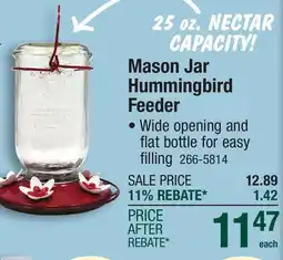 Menards More Birds Clear Mason Jar Hummingbird Feeder - 25 oz offer