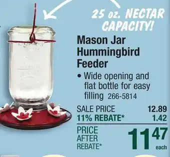 Menards More Birds Clear Mason Jar Hummingbird Feeder - 25 oz offer