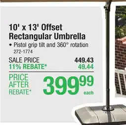 Menards Backyard Creations 10' x 13' Offset Patio Umbrella offer