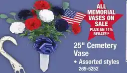 Menards 25 Red, White & Blue Flowers with Flag Memorial Vase - Assorted Styles offer