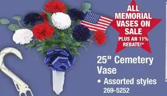 Menards 25 Red, White & Blue Flowers with Flag Memorial Vase - Assorted Styles offer