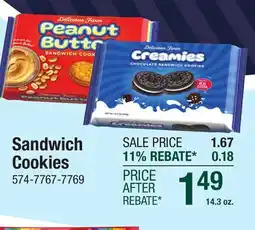 Menards Delicious Farm Creamies Chocolate Sandwich Cookies - 14.3 oz offer