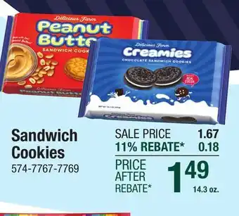 Menards Delicious Farm Creamies Chocolate Sandwich Cookies - 14.3 oz offer