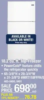 Menards Maytag 18.2 cu. ft. White Ice Top-Freezer Refrigerator offer