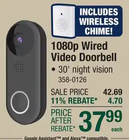 Menards Feit Electric Wired 1080p HD Wi-Fi Video Doorbell offer