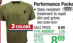 Menards RW Rugged Wear Men's Mountain Blue Heather Raglan Sleeve Pocket T-Shirt - Medium offer