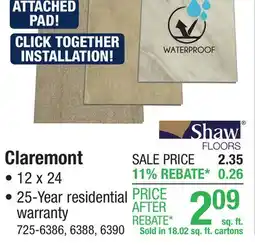 Menards Shaw Claremont Tundra 12 x 24.01 Floating Luxury Vinyl Tile Flooring (18.02 sq.ft/ctn) offer